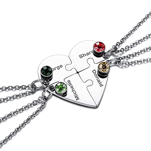 OTXIXTO 4 Silber Ton Edelstahl Herz Anhänger Best Friend Forever Puzzle Halskette Individueller Name für Freundschaft Paare Männer Frauen von OTXIXTO