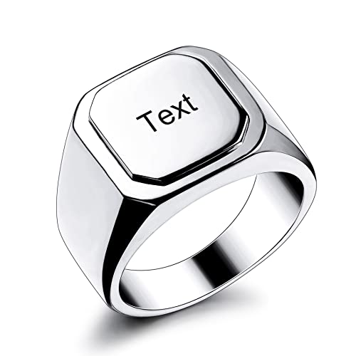 OTXIXTO Anfangsring Buchstabe Siegelring für Männer Frauen Personalisierter Name Gravierter Edelstahl Modeschmuck Hochzeit Paare Vatertagsgeschenk mit Ringgröße Einsteller (Silber, Größe 62) von OTXIXTO