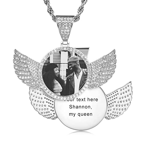OTXIXTO Bild Halskette Personalisierte Foto-Kupfer-Medaille Gravur Text/Name/Datum Erinnerung herzförmiges Anhänger mit Hip Hop Charme Seilkette für Männer Frauen (S8 20 Zoll) von OTXIXTO