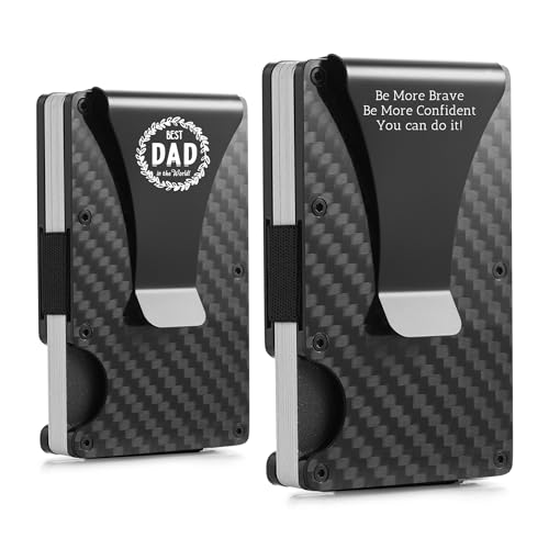 OTXIXTO Herren Kartenhalter Brieftasche mit Geldklammer Gravur Text/Symbol Minimalistische Schlank Geldbörse mit RFID Blockieren Kreditkartenhalter mit Geldklammer Brieftasche für Männer Vatertag - A1 von OTXIXTO