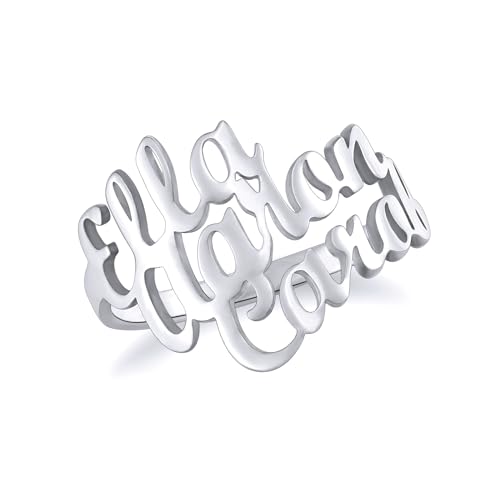 OTXIXTO Personalisierte 925er Sterlingsilber Namensringe für Frauen Roségold/Silber/Gold Ring mit Namen Personalisierter Namensring für Freundin Ehefrau Weihnachten Muttertag (3 Namensringe, Größe 67) von OTXIXTO