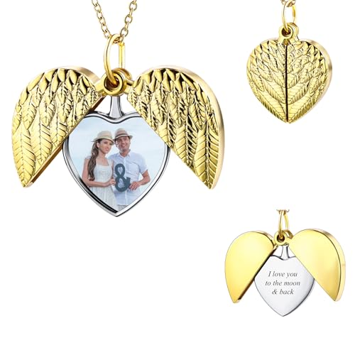 OTXIXTO Personalisierte Foto Gold Herz Medaillon Halskette für Frauen Damen Medaillon Gedenkhalskette mit Bild/Text Innen Denkmal Sonnenschein Schmuck Geschenk für Frauen Freundin Mutter (Stil B) von OTXIXTO