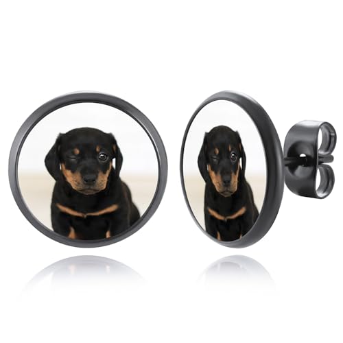 OTXIXTO Personalisierte Ohrringe für Damen mit Bild Runde Ohrstecker Herz-/Tropfen-Ohrhänger Individuelle Foto-Ohrringe aus Edelstahl Gedenkschmuck Geschenke zum Muttertag - D2 von OTXIXTO