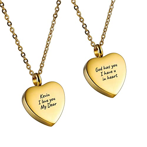 OTXIXTO Personalisierte Urnen Halskette mit Herz Edelstahl Anhänger Gravur Name Individuelles Geschenk für Männer Frauen Haustier Trichter Set Gold von OTXIXTO