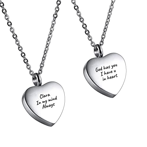 OTXIXTO Personalisierte Urnen Halskette mit Herz Edelstahl Anhänger Gravur Name Individuelles Geschenk für Männer Frauen Haustier Trichter Set Silber von OTXIXTO