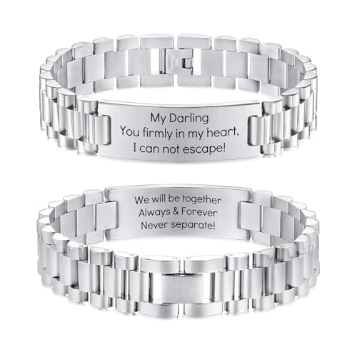 OTXIXTO Personalisiertes Armband für Herren mit Eingraviertem Bild/Text Verstellbares Edelstahl Gliederarmband für Männer Papa Geschenke für Vater Ehemann Opa Sohn Freund Vatertag Geburtstag (Stil A4) von OTXIXTO