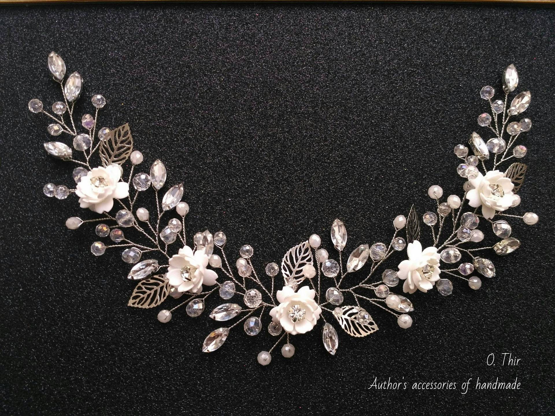 Erstkommunion Blumen Haarband Weißer Haarkranz Langer Taufe Haarteil Kommunion Kopfschmuck Erstkommunion Blumen Haarband Weißer Haarkranz Langer Taufe Haarteil Kommunion Kopfschmuck von OThirAccessories