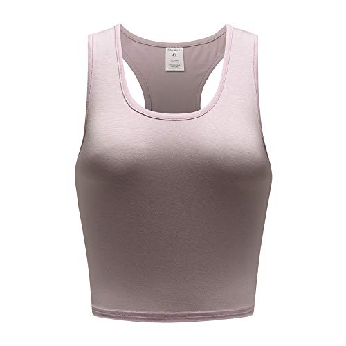 OThread & Co. Damen Basic Crop Tops Stretch Casual U-Ausschnitt Racerback Sport Crop Tank Top, blassrosa, Klein von OThread & Co.