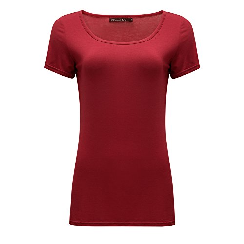 OThread & Co. Damen-T-Shirt, Kurzarm, U-Ausschnitt, Spandex-Shirt - Rot - Klein von OThread & Co.