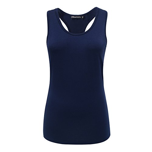 OThread & Co. Damen Tank Top Racerback Sport A-Shirt Basic Solid U-Ausschnitt Ärmelloses Shirt, navy, Klein von OThread & Co.