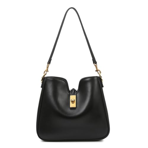 Damen Retro PU Leder Umhängetasche Crossbody Handtasche Unterarm Schultertasche Henkeltasche Tote Handtasche (Black) von OTroyllvaoT