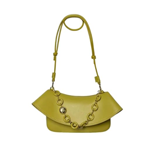 OTroyllvaoT Designer-Lederhandtasche für Damen, Umhängetasche aus echtem Leder mit Tragegriff oben, vielseitig tragbar (Yellow) von OTroyllvaoT