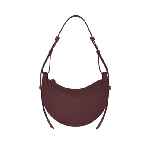 OTroyllvaoT Leder-Satteltasche für Damen, Halbmond-Leder-Umhängetasche, Designer-Umhängetasche, Handtasche, Geldbörse, Hobo, Cognac Red, 9.6"X3.0"X4.1"in von OTroyllvaoT