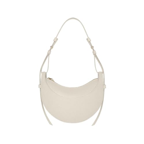 OTroyllvaoT Leder-Satteltasche für Damen, Halbmond-Leder-Umhängetasche, Designer-Umhängetasche, Handtasche, Geldbörse, Hobo, Kreideweiß, 9.6"X3.0"X4.1"in von OTroyllvaoT