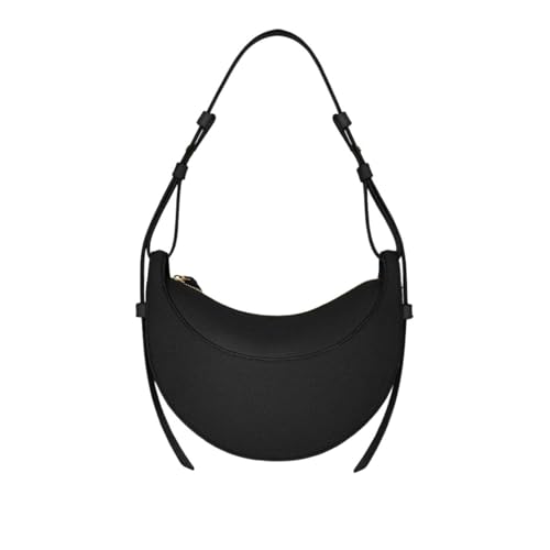 OTroyllvaoT Leder-Satteltasche für Damen, Halbmond-Leder-Umhängetasche, Designer-Umhängetasche, Handtasche, Geldbörse, Hobo, Schwarz , 9.6"X3.0"X4.1"in von OTroyllvaoT