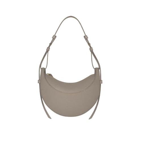 OTroyllvaoT Leder-Satteltasche für Damen, Halbmond-Leder-Umhängetasche, Designer-Umhängetasche, Handtasche, Geldbörse, Hobo, grau, 9.6"X3.0"X4.1"in von OTroyllvaoT