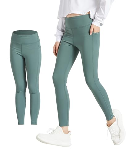 OUANDME Mädchen-Leggings mit 2 Taschen, weich, dehnbar, athletische Leggings für Mädchen, Tanz, Workout, Laufen, Yoga, Activewear, Grün , 10-12 Jahre OUANDME Mädchen-Leggings mit 2 Taschen, weich, dehnbar, athletische Leggings für Mädchen, Tanz, Workout, Laufen, Yoga, Activewear, Grün , 10-12 Jahre von OUANDME