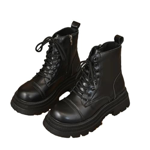 OUBOSI Plattform Stiefeletten Schuhe Für Frauen Goth Gothic Mode Mid Calf Knöchel Damen Stiefel Weiblich Winter,Black,37 von OUBOSI