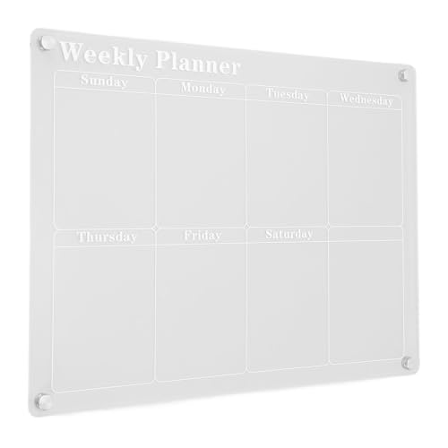 Planning Board Planning Board Clear Acrylic Reusable Magnetic Writing Pad Dry Erase Board with Marking Eraser for Fridge (Wöchentlicher Zeitplan) von OUCRIY
