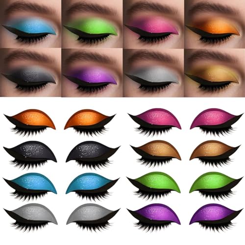Lazy Eye Shadow Eyelash Patch, 8 Pairs of Lazy, No Glue Required, 3-in-1, Reusable, Eyeshadow Stickers, Glitter Eyeshadow with Eyelashes (8 Paar) von OUDIOHAI