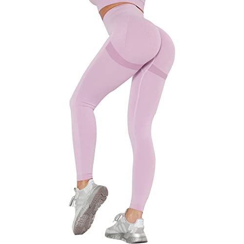 OUDOTA Damen High Waist Sports Leggins Lange Blickdicht Sport Seamless Leggings Slim Fit Hohe Taille Sporthose Fitnesshose Yogahose Damen Jogginghose mit Duft für Zum Gym Workout Freizeit Lila L von OUDOTA