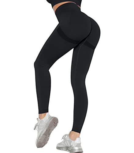 OUDOTA Damen High Waist Sports Leggins Lange Blickdicht Sport Seamless Leggings Slim Fit Hohe Taille Sporthose Fitnesshose Yogahose Damen Jogginghose mit Duft für Zum Gym Workout Freizeit Schwarz S von OUDOTA