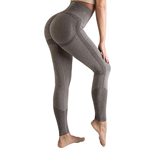 OUDOTA Damen Sports Leggings Slim Fit Hohe Taille Lange mit Bauchkontrolle Sport Blickdicht Yogahose Fitnesshose Laufhose Tights für zum Laufen, Radfahren, Fitness Mit Duft M Grau von OUDOTA