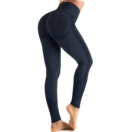 OUDOTA Damen Sports Leggings Slim Fit Hohe Taille Lange mit Bauchkontrolle Sport Blickdicht Yogahose Fitnesshose Laufhose Tights für zum Laufen Radfahren Fitness Mit Duft Navy Blau S von OUDOTA