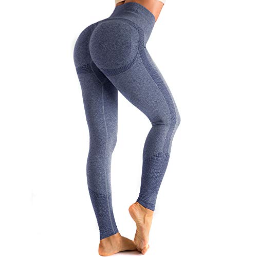 OUDOTA Damen Sports Leggings Slim Fit Hohe Taille Lange mit Bauchkontrolle Sport Blickdicht Yogahose Fitnesshose Laufhose Tights für zum Laufen Radfahren Fitness Mit Duft Blau M von OUDOTA