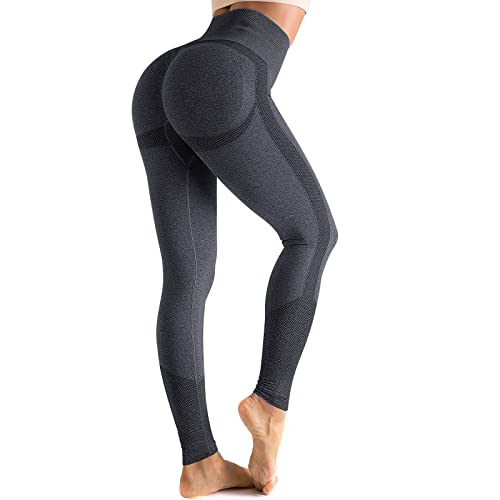 OUDOTA Damen Sports Leggings Slim Fit Hohe Taille Lange mit Bauchkontrolle Sport Blickdicht Yogahose Fitnesshose Laufhose Tights für zum Laufen Radfahren Fitness Mit Duft Dunkelgrau M von OUDOTA