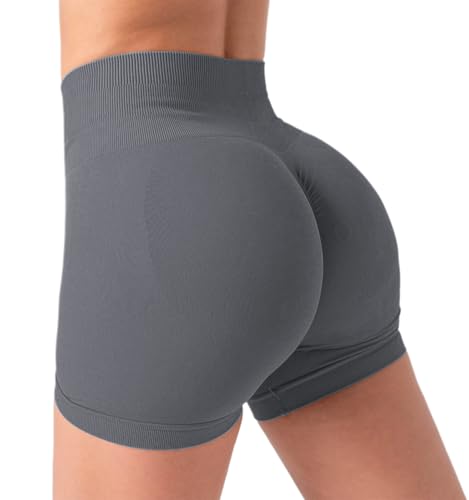 OUDOTA Gym Shorts Damen Booty Scrunch Sport Shorts Nahtlose High Wasit Kurze Leggings Shorts Push Up Fitness Yoga Workout Radlershorts Grau,S von OUDOTA