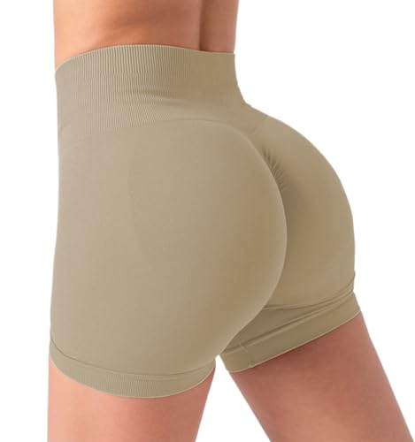 OUDOTA Damen Sport Shorts, Yoga, Fitness, Workout, L, Khaki von OUDOTA