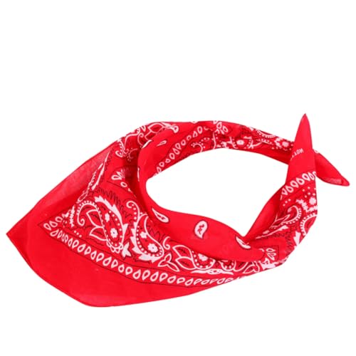 OUDQFCJ 1 PCS Bandana 100% Baumwolle Unisex für Damen Herren Kinder Einfarbig und/oder Paisley Muster (Red) von OUDQFCJ