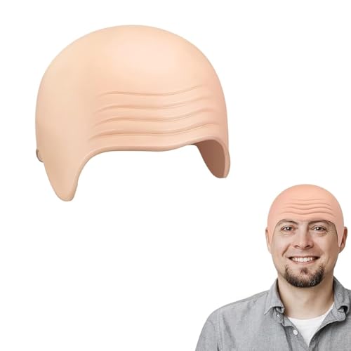 OUDQFCJ 1 Pcs Latex kahle Kappe, dicke Haut Kopf Schädel Perücke, Fancy Kleid Cosplay Hut Kostüm Zubehör für Halloween Kinder Erwachsene von OUDQFCJ