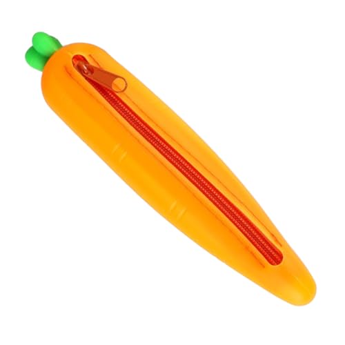 OUDQFCJ 1 Stück Stiftbeutel Schreibwaren Etui Silikon mit Reißverschluss Cartoon Karotten-Design Geschenk für Kinder und Teenager von OUDQFCJ