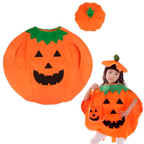 OUDQFCJ 1 pcs Kürbis-Kinderkostüm, Halloween-Kostüm, mit Hut, geeignet für Halloween oder Rollenspiele. von OUDQFCJ