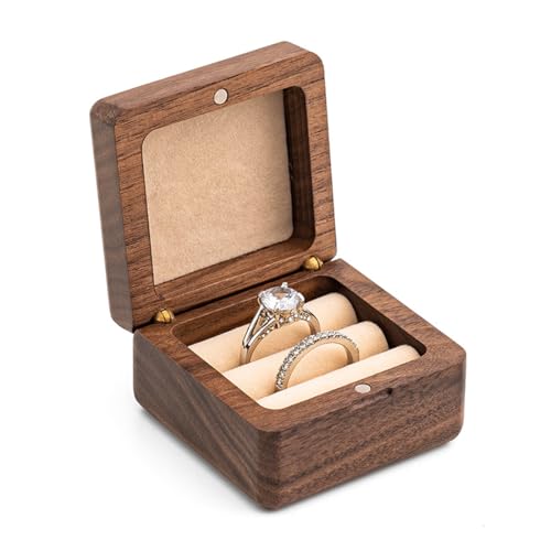 OUDQFCJ 1 pcs Vintage Massive Walnuss Ring Box, 5.5x5.5x3.8cm Samt Soft Interieur Ringschatulle, Handgefertigte Ringschachtel für Heiratsantrag, Verlobung, Hochzeit und Tägliche Lagerung OUDQFCJ 1 pcs Vintage Massive Walnuss Ring Box, 5.5x5.5x3.8cm Samt Soft Interieur Ringschatulle, Handgefertigte Ringschachtel für Heiratsantrag, Verlobung, Hochzeit und Tägliche Lagerung von OUDQFCJ