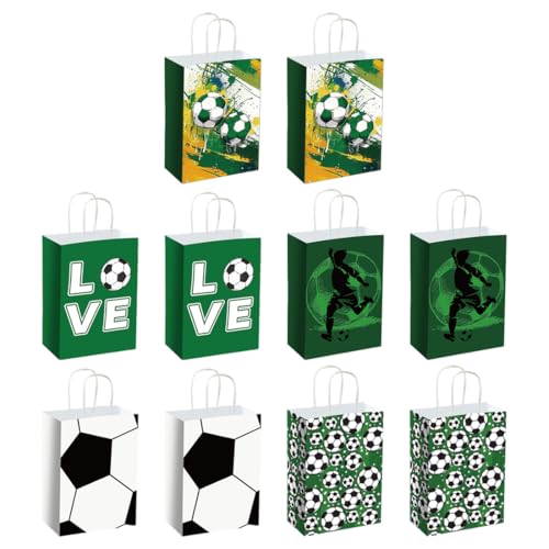 OUDQFCJ 10 Stück Fußball Papiertüten Geschenktüten Partytüten Mitgebsel Gastgeschenk für Kindergeburtstag Kinder Geschenk von OUDQFCJ