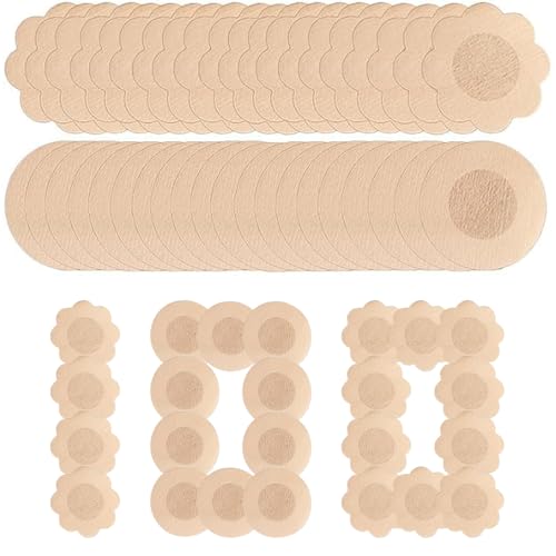 OUDQFCJ 100 Stück Selbstklebende Unsichtbare Nipple Patches, Einweg Nipple Abdeckungen für Frauen, Unsichtbare Nippelabdeckung Sticker (Round&Flower) von OUDQFCJ