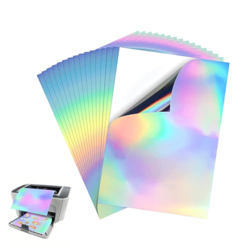 OUDQFCJ 12 Blatt Cubic Coating Holografische Bedruckbares Vinyl Aufkleber Papier (A4 Größe) von OUDQFCJ