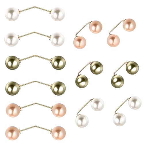 OUDQFCJ 12 Pcs Doppel Faux Perlen Brosche, Kragen Clip, Schal Clip, Doppelköpfige Perlen Cardigan-Brosche, Ausschnitt Brosche, Pullover Kleidung, Sweater Shawl Clip von OUDQFCJ