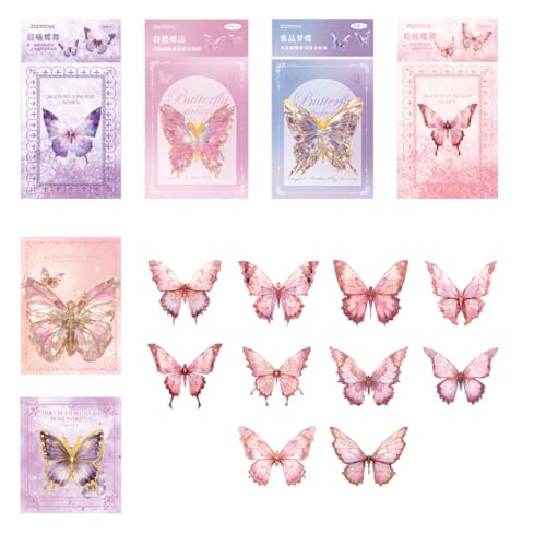 OUDQFCJ 120 Stück Schmetterling Sticker Set Glitzer Wasserfester Klebstoff Holografische Aufkleber Für Sammelalbum Tagesplaner Handyhülle (Holografisch) von OUDQFCJ