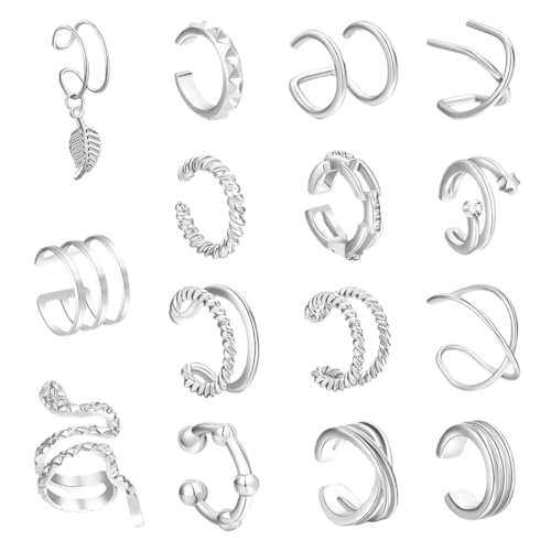 OUDQFCJ 15 Stück Ohrknochen Clip Set Frauen Ohrclips Ohrring Ohrknochen Set Spirale Knorpel kein Ohrloch Wrap Ohrringe Faux Ohrclips Ohrclips von OUDQFCJ