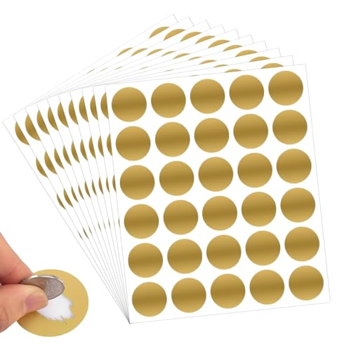 OUDQFCJ 180 Stück rubbellose selber machen,Scratch Sticker Rubbel Etiketten Rubbellose Aufkleber (25mm,Gold) von OUDQFCJ