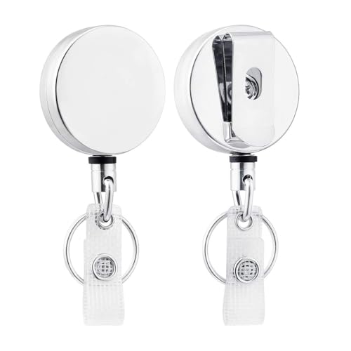 OUDQFCJ 2 Pack Heavy Duty Badge Reel,Einziehbar Ausweis-Clip,Upgrade Einziehbare Badge Holders,Premium Heavy Duty Metall ID Ausweishalter mit Gürtel-Clip Schlüsselring für Name Card Keychain OUDQFCJ 2 Pack Heavy Duty Badge Reel,Einziehbar Ausweis-Clip,Upgrade Einziehbare Badge Holders,Premium Heavy Duty Metall ID Ausweishalter mit Gürtel-Clip Schlüsselring für Name Card Keychain von OUDQFCJ