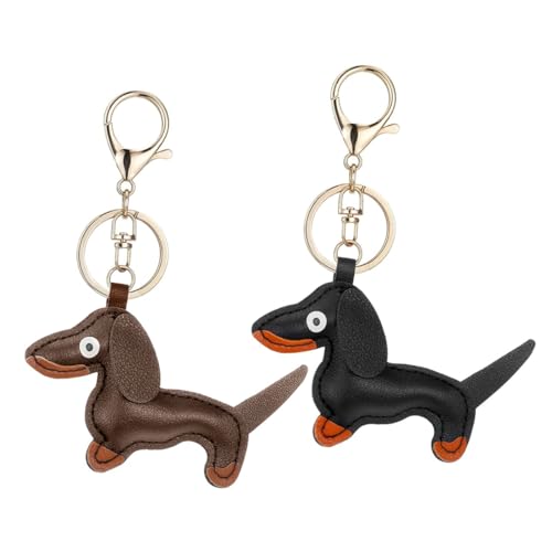 OUDQFCJ 2 Pcs Dackel Schlüsselanhänger aus Leder Süßer Welpe als Glücksbringer Geschenk für Lieblingsmenschen Schlüsselring für Frauen Männer Kinder Geburtstagsgeschenk von OUDQFCJ