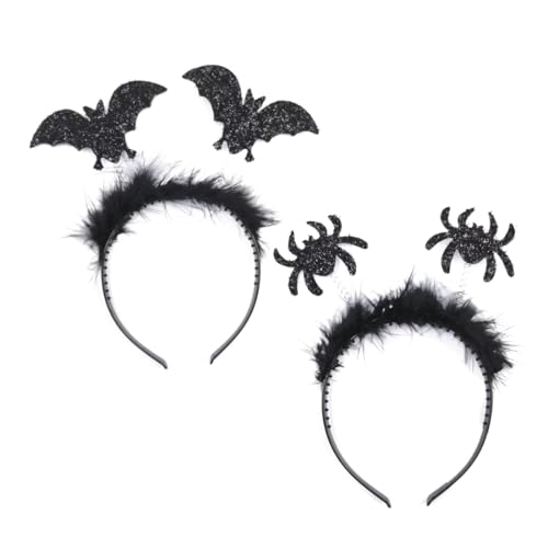 OUDQFCJ 2 Stück Bat Headband with Plush & Glitter Effect | Vampire Hairband | Carnival Halloween Party Costume | Creepy Horror Accessory for Women & Men von OUDQFCJ