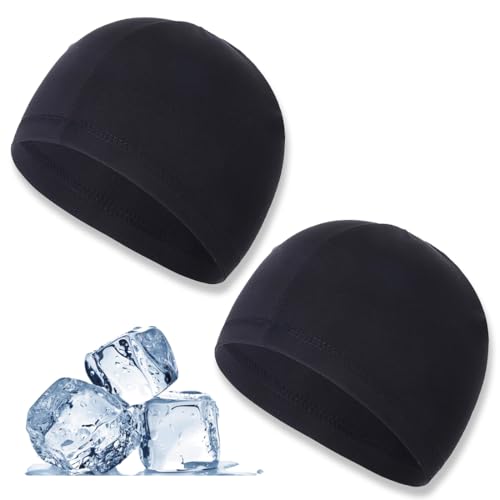 OUDQFCJ 2 Stück Cooling Fahrradmütze Unter Helm, Atmungsaktiver Eisseidenhut Sommer Sportmütze Multifunktionale Skull Cap für Herren Damen von OUDQFCJ