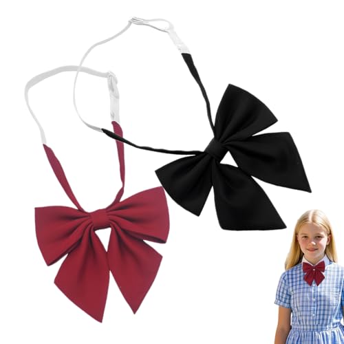 OUDQFCJ 2 Stück Damen Krawatte Schmal,Krawatte Schwarz Schmal für Jk-Uniform-Krawatte,Schwarze Krawatte Damen Mädchen,Vorgebunden Verstellbare Krawatten Black Tie von OUDQFCJ