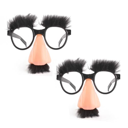 OUDQFCJ 2 Stück Disguise Gläser Lustige Brillen mit Große Nase Augenbraue Schnurrbart Prank Tool Party Favor,Partybrille für Erwachsene,Kunststoff,Spaßbrille,ohne Sehstärke von OUDQFCJ